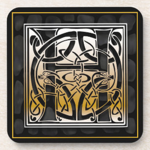 ‘H’ Celtic Black Stone Monogram Coasters