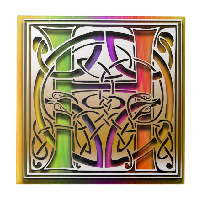 H Celtic Rainbow Custom Monogram Tile (Front)