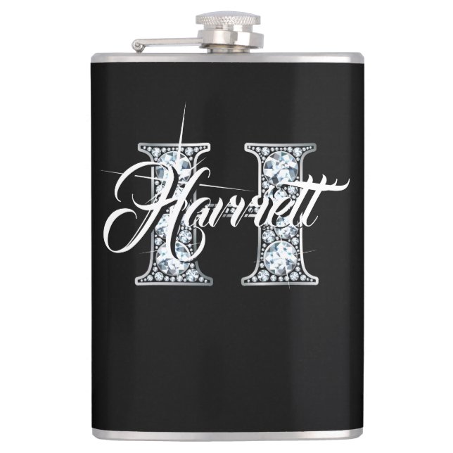 H Faux Diamond Monogram Hip Flask (Front)