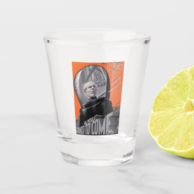 H.G wells things to come shot glass (Front)