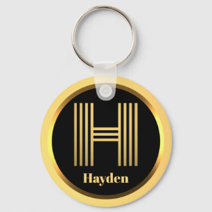 H Gold Monogrammed Letter Personalised Keychain