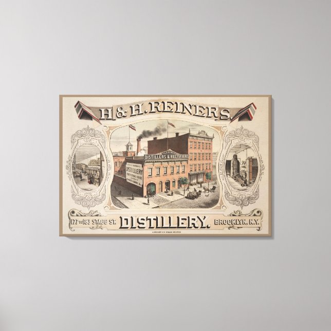 H.& H. Reiners Distillery Building In Brooklyn, Ny Canvas Print (Front)