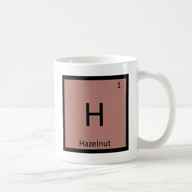 H - Hazelnut Nut Chemistry Periodic Table Symbol Coffee Mug (Right)