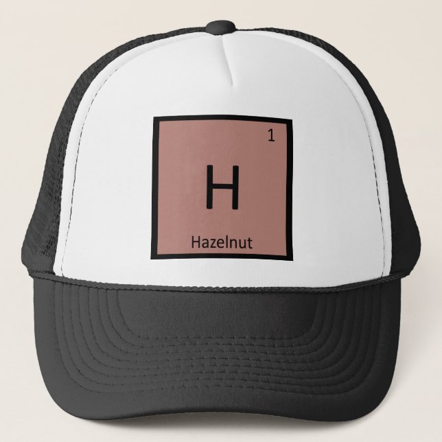H - Hazelnut Nut Chemistry Periodic Table Symbol Trucker Hat (Front)