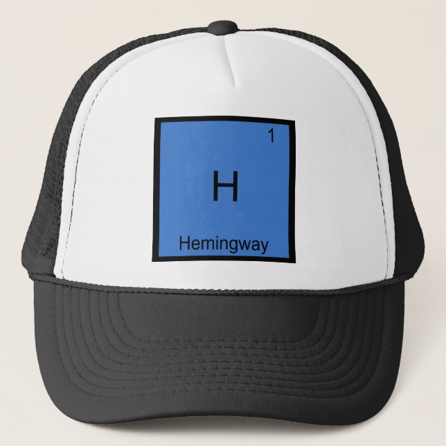 H - Hemingway Funny Chemistry Element Symbol Tee Trucker Hat (Front)