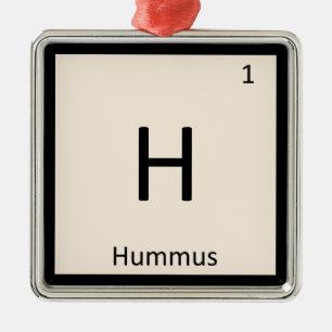 H - Hummus Appetizer Chemistry Periodic Table Metal Tree Decoration