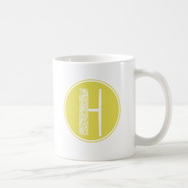 H Initial Floral Monogram Coffee Mug (Right)