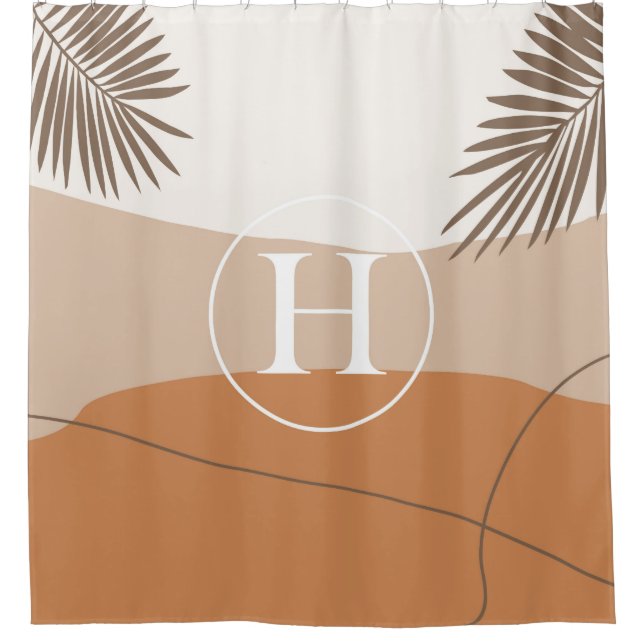 H - Initial Monogram Letter H Abstract Design Shower Curtain (Front)
