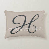 H Initial Personalised Name Taupe Tan Neutral