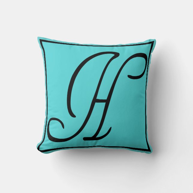 H INITIAL PILLOW - Letter H on Aqua Background (Front)