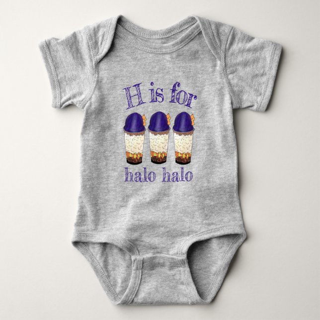 H is for Halo-Halo Haluhalo Filipino Hawaiian Ice Baby Bodysuit (Front)