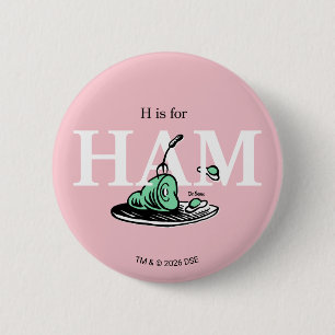 "H is for HAM" Alphabet Design 6 Cm Round Badge