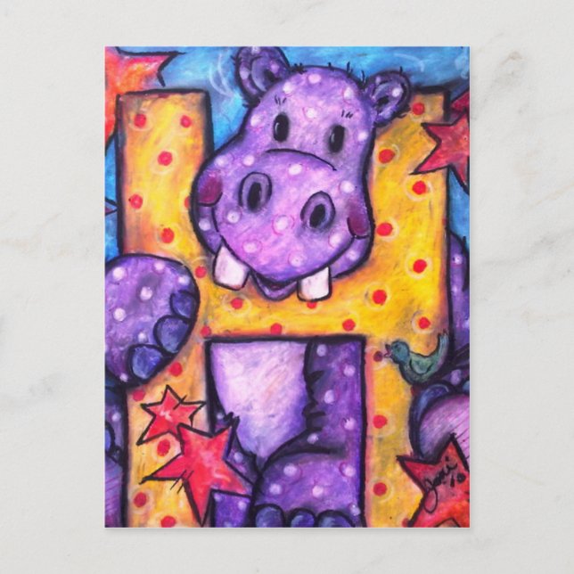 H is for Hippo Postcard (Front)