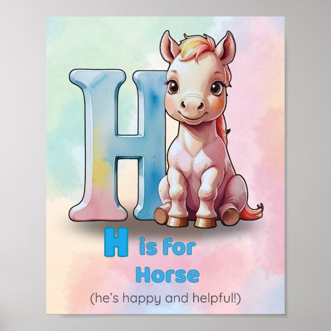 H is for Horse – Pastel Alphabet Poster for Kids R (Front)