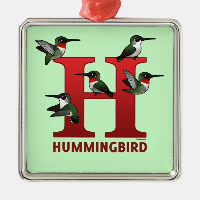 H is for Hummingbird Metal Tree Decoration (Front)