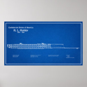 H. L. Hunley - Ship Blueprint Plans ABD Poster