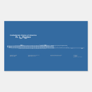 H. L. Hunley - Ship Blueprint Plans ABD Rectangular Sticker