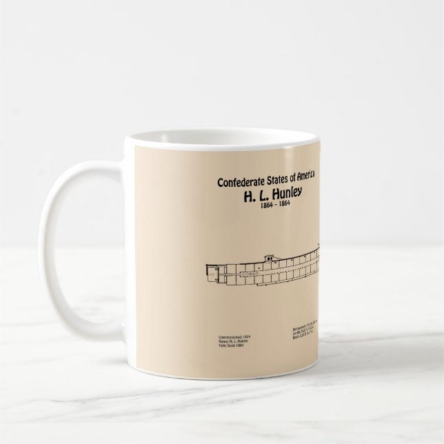 H. L. Hunley - Ship Blueprint Plans SD Coffee Mug (Left)