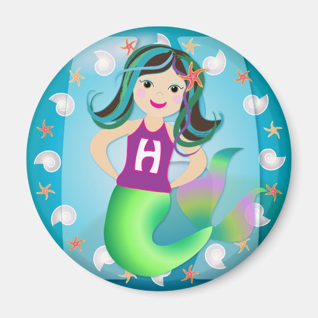 "H" logo mermaid magnet (Front)