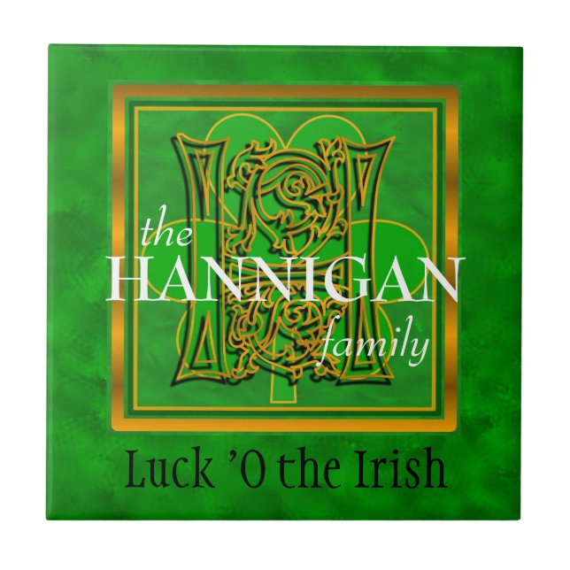 H "Luck of the Irish" Family Custom Monogram Tile (Front)