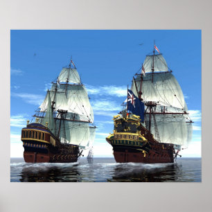 H M S Prince William and Escort Poster