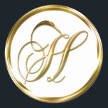 H Monogram Faux Gold Envelope Or Favour Seal<br><div class="desc">H Monogram Faux Gold Envelope Or Favour Seal. These classic round stickers are printed with non metallic ink on a flat sticker to look like gold. They are not beveled or embossed monograms but are designed to look like they are beveled or embossed monograms. These gold monogram seals are printed...</div>