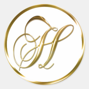 H Monogram Faux Gold Envelope Or Favour Seal
