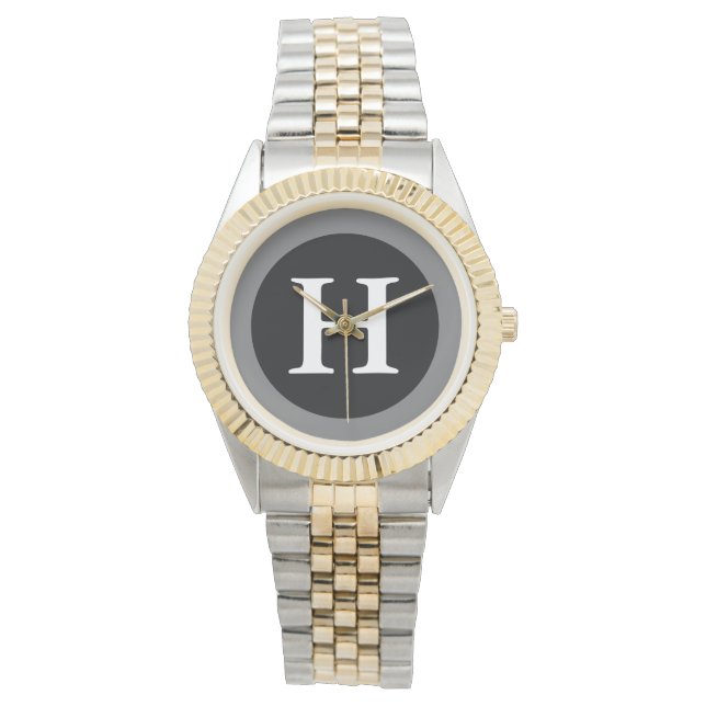 H :: Monogram Initial H Two-Tone Unisex Watch (Front)