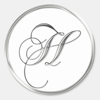 H Monogram Letter Sliver On White Wedding Seal