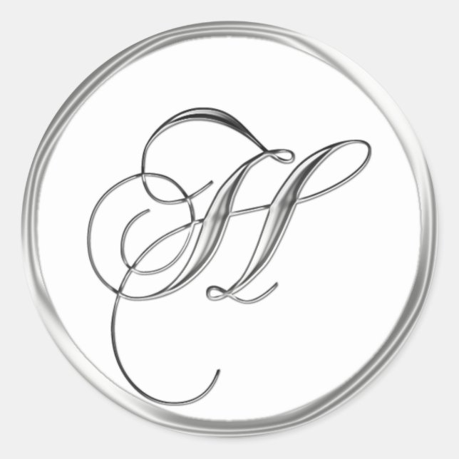 H Monogram Letter Sliver On White Wedding Seal (Front)
