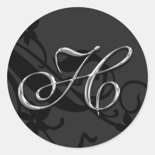 H Monogram Letter Wedding Envelope Seal Sticker