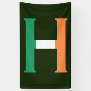 H Monogram overlaid on Irish Flag (v) bnrcn Banner