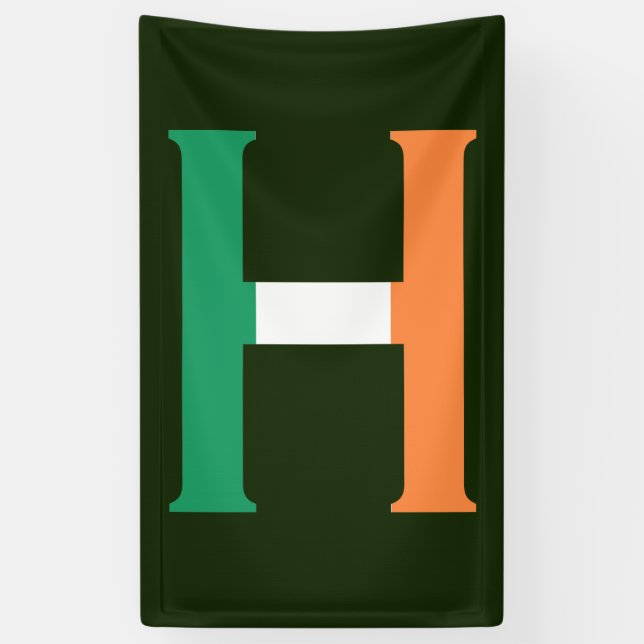 H Monogram overlaid on Irish Flag (v) bnrcnt Banner (Vertical)