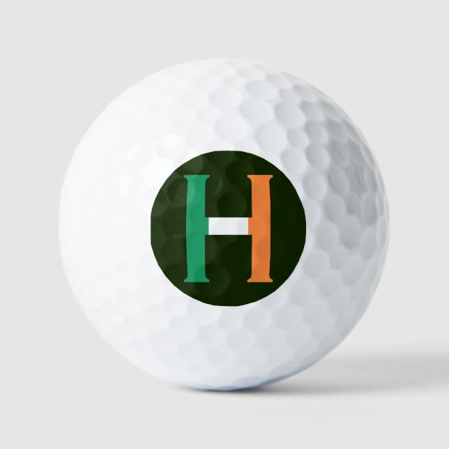H Monogram overlaid on Irish Flag va gbcnt Golf Balls (Front)