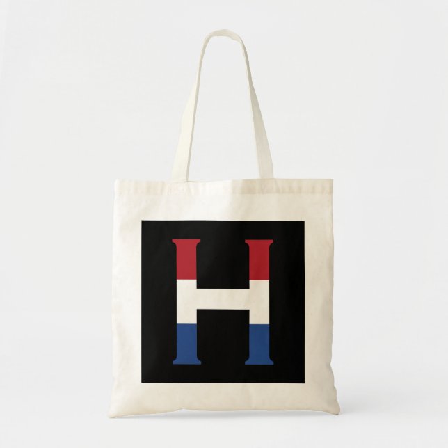 H Monogram overlaid on NLD Flag on bk btcnt Tote Bag (Front)