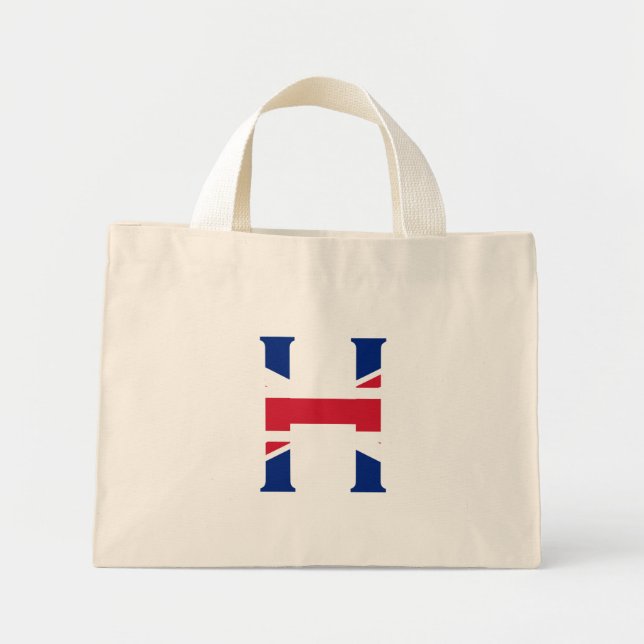 H Monogram overlaid on Union Jack Flag ttcnt Mini Tote Bag (Front)