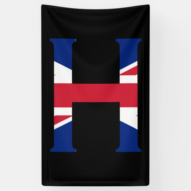 H Monogram overlaid on Union Jack Flag (v) bnrcnt Banner (Vertical)
