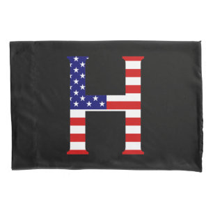 H Monogram overlaid on USA Flag pccnt Pillowcase