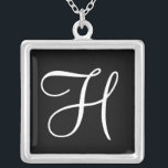 H Monogram Square Custom Pendant Necklace<br><div class="desc">H Monogram Square Custom Pendant Necklace.</div>