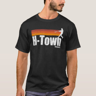 H Town Houston City Texas Baseball Vintage Stripes T-Shirt