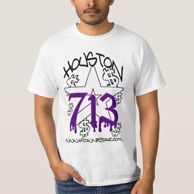H TOWN RIDAZ CLOTHING -HOUSTON 713 PURP SHIRT SALE (Front)
