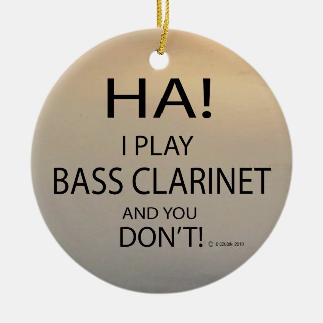 Ha Bass Clarinet Ceramic Tree Decoration (Front)