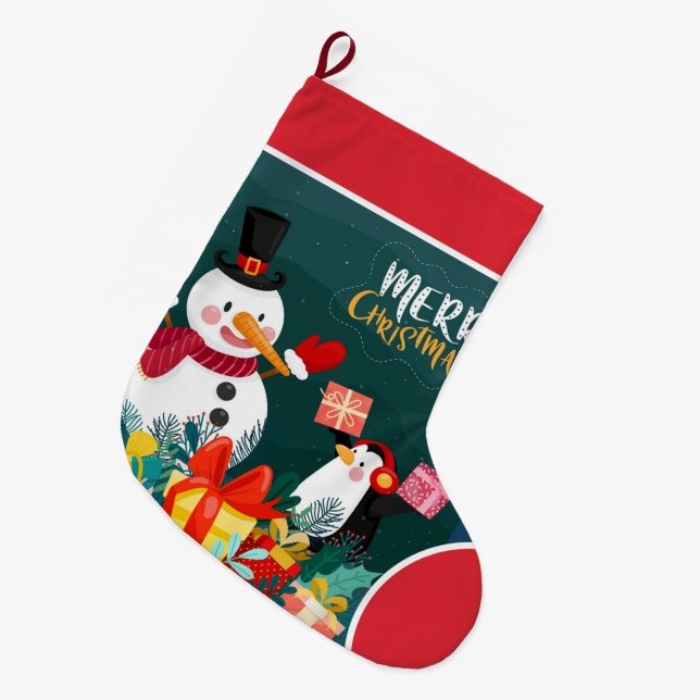 Ha Ha Merry Christmas Large Christmas Stocking (Front (Hanging))