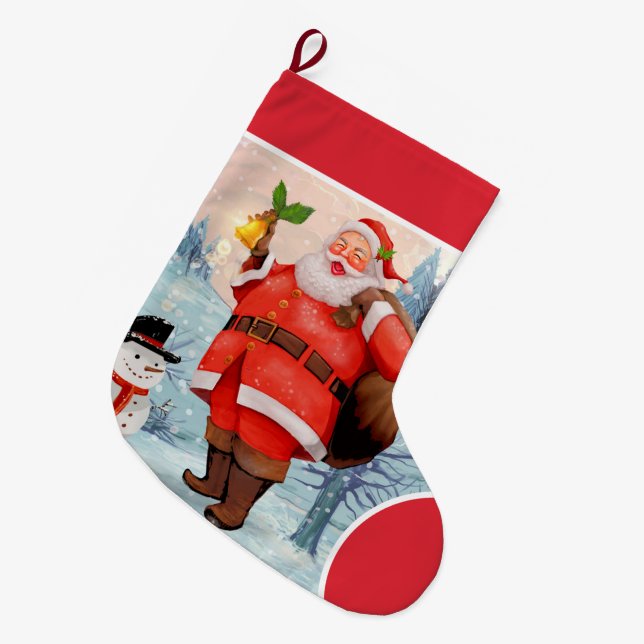 Ha Ha Merry Christmas Large Christmas Stocking (Front (Hanging))