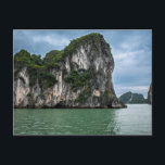 Ha Long Bay, Vietnam Postcard<br><div class="desc">A wide angle photo of Ha Long Bay in Vietnam,  a UNESCO World Heritage Site,  famous for its emerald waters and stunning rock formations. There are fishing boats that dock together and are known as fishing villages. They are scattered throughout the bay.</div>