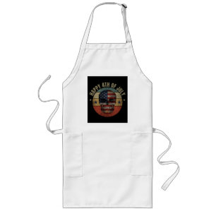 HAAPY 4TH OF JULY SKULL PATRIOTIC GIFT LONG APRON
