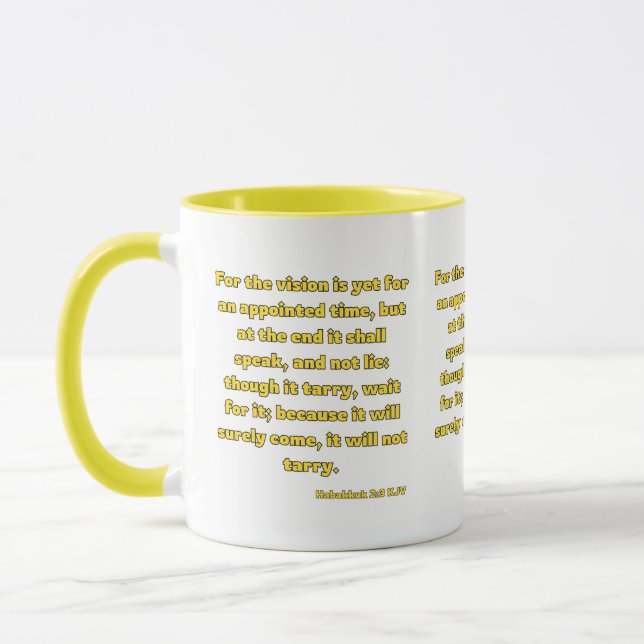 Habakkuk 2:3 KJV Bible Verse Two-Tone Mug (Left)