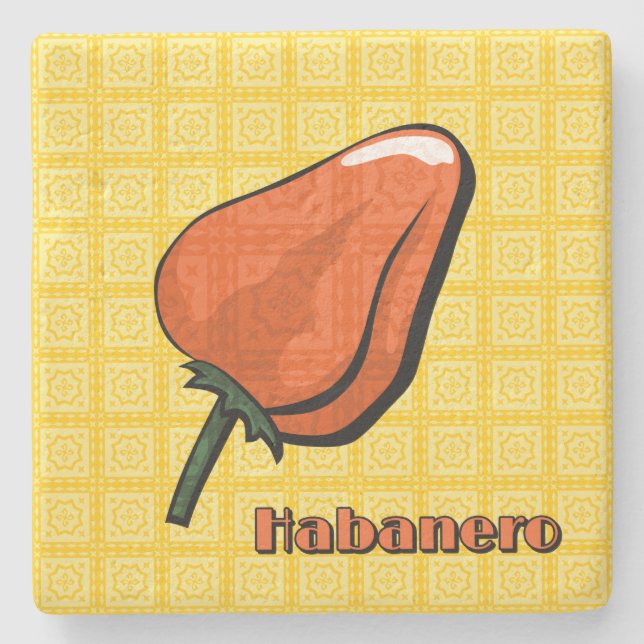 Habanero Chilli Pepper Stone Coaster (Front)