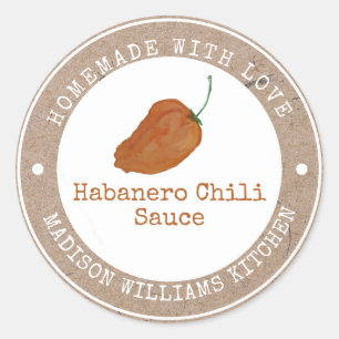 Habanero Chilli Sauce Homemade   Orange Chilli Classic Round Sticker