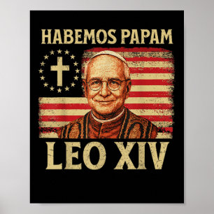 Habemus Papam Leo Xiv 14th Pope 2025 Usa Flag Vint Poster